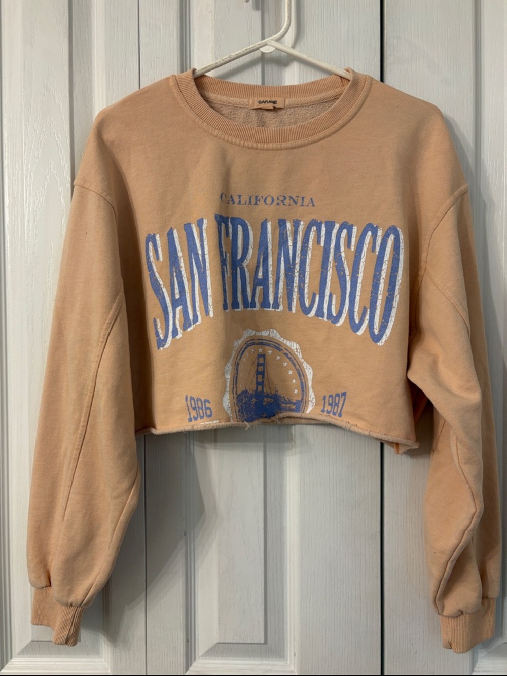 Garage Boxy Crop Sweatshirt Collegiate Summer Beach Vibes Size Small